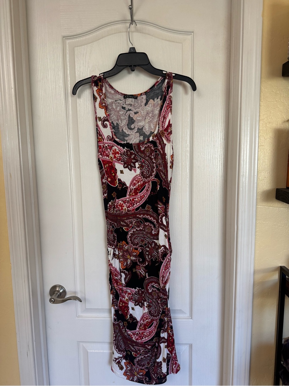 VENUS Burgundy and Black Paisley Tank Maxi Dress